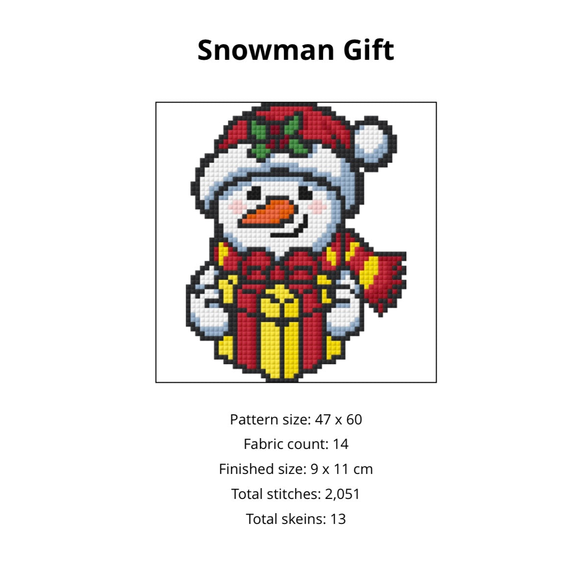 Snowman with Gift - Counted Cross Stitch Kit