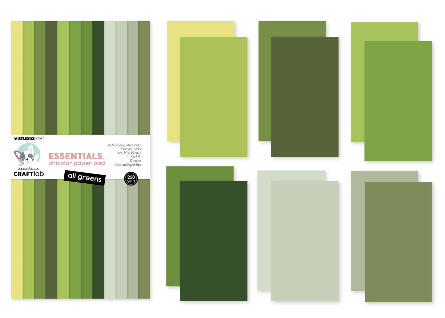 CCL Unicolor Paper Pad All Greens Essentials