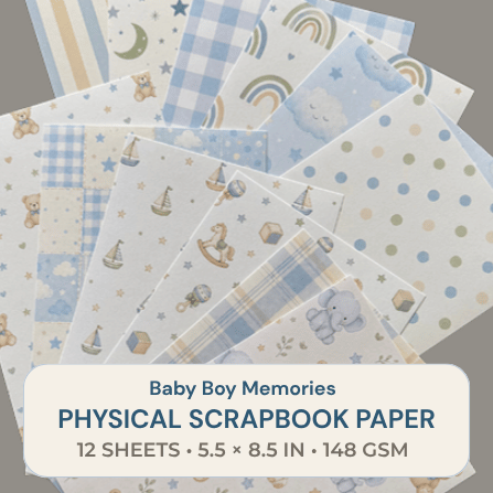 Baby Boy Memories printed paper collection for scrapbooking junk journaling and paper crafts