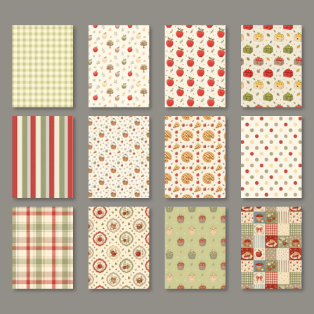 Apple Orchard physical paper pack specifications: 12 sheets, 5.5 by 8.5 inches, 148 gsm